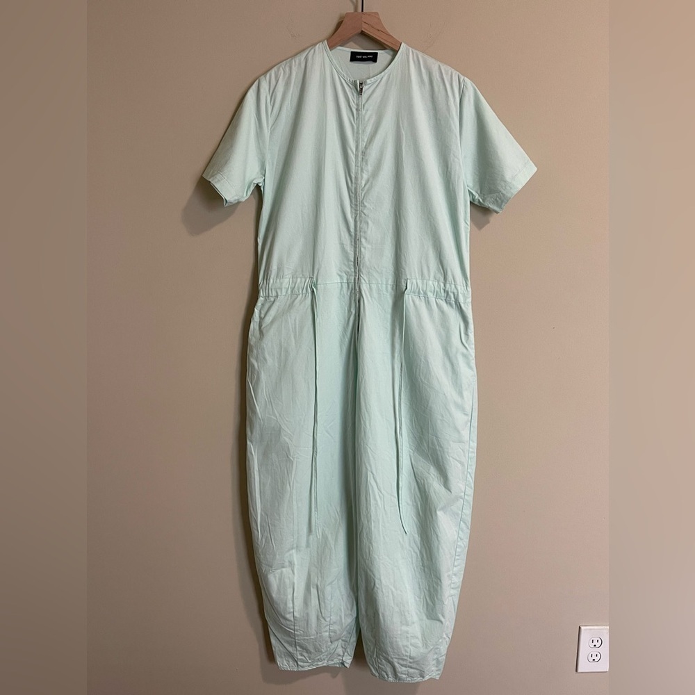 Toit Volant Womens Barrel Leg One Piece Jumpsuit Coverall Small Green Minimalist
